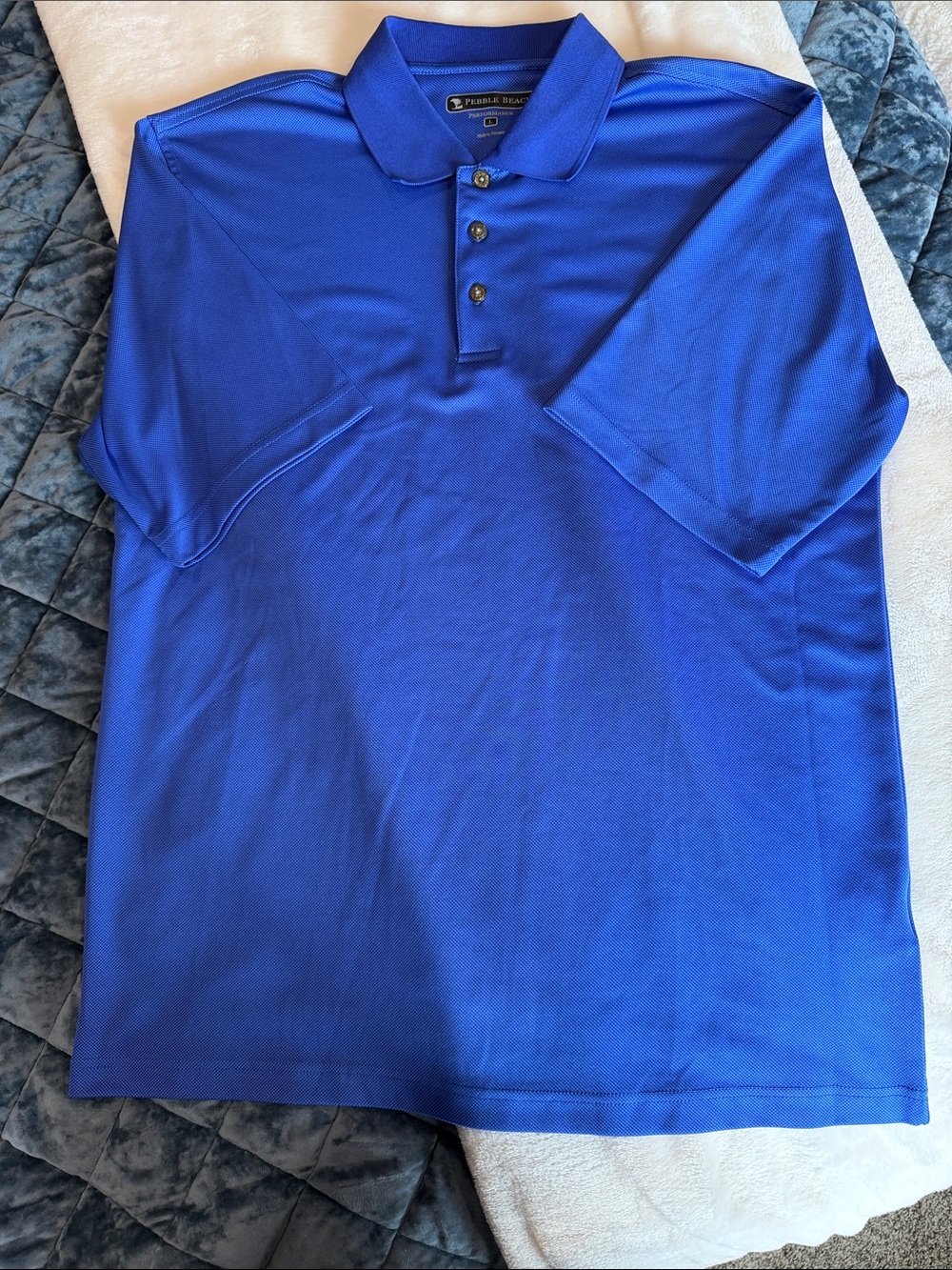 Pebble Beach Men's Bright Royal Blue Performance Polo -L